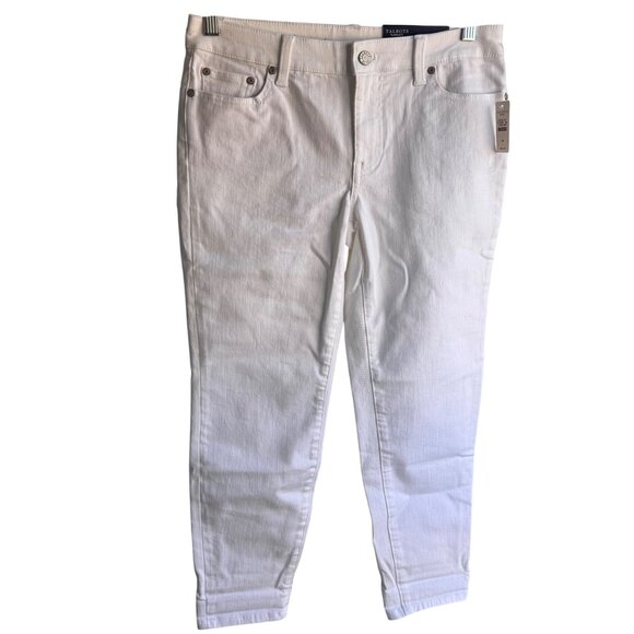 Talbots Flawless White Girlfriend Jeans 4P Ankle Length Mid-Rise Relaxed-Leg $95 - Picture 1 of 10
